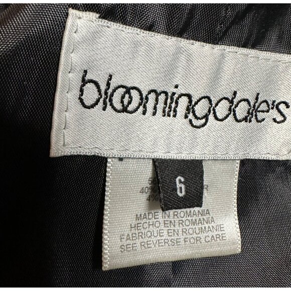Bloomingdale's 6 Striped Collared One Button Blazer Black White Jacket - Picture 8 of 16